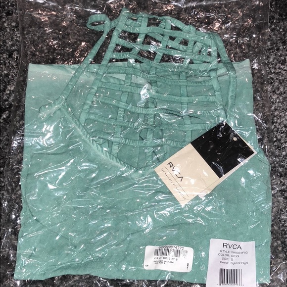 🆕 RVCA FIGHT OR FLIGHT WASHED MINT GREEN TOP - Picture 7 of 8